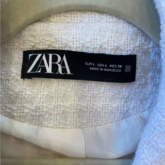 Zara White Tweed / Textured Blazer | size Large - Picture 3 of 4